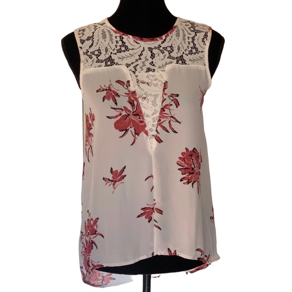 NWT Worthington Sheer Floral Lace Sleeveless Top XS